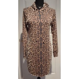 NWT! OBJEX - Leopard Print Hooded Dress